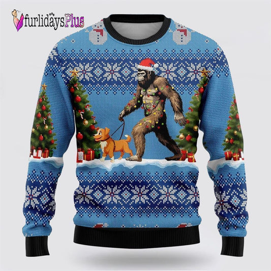 Bigfoot Christmas Dog Ugly Christmas Sweater, Best Gift For Christmas