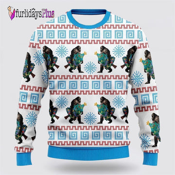 Bigfoot Christmas Snowflakes Ugly Christmas Sweater, Best Gift For Christmas