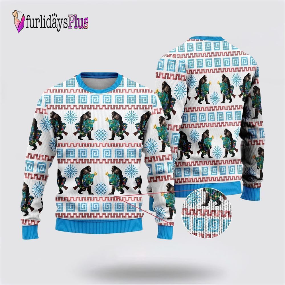 Bigfoot Christmas Snowflakes Ugly Christmas Sweater, Best Gift For Christmas