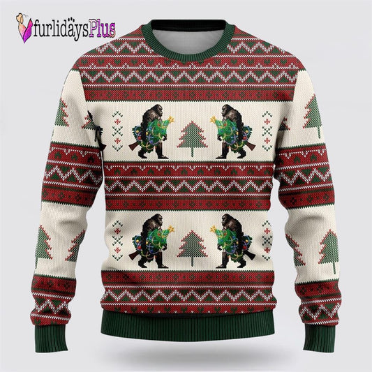 Bigfoot Christmas Tree Ugly Christmas Sweater, Best Gift For Christmas