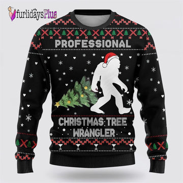 Bigfoot Christmas Tree Wrangler Ugly Christmas Sweater, Best Gift For Christmas