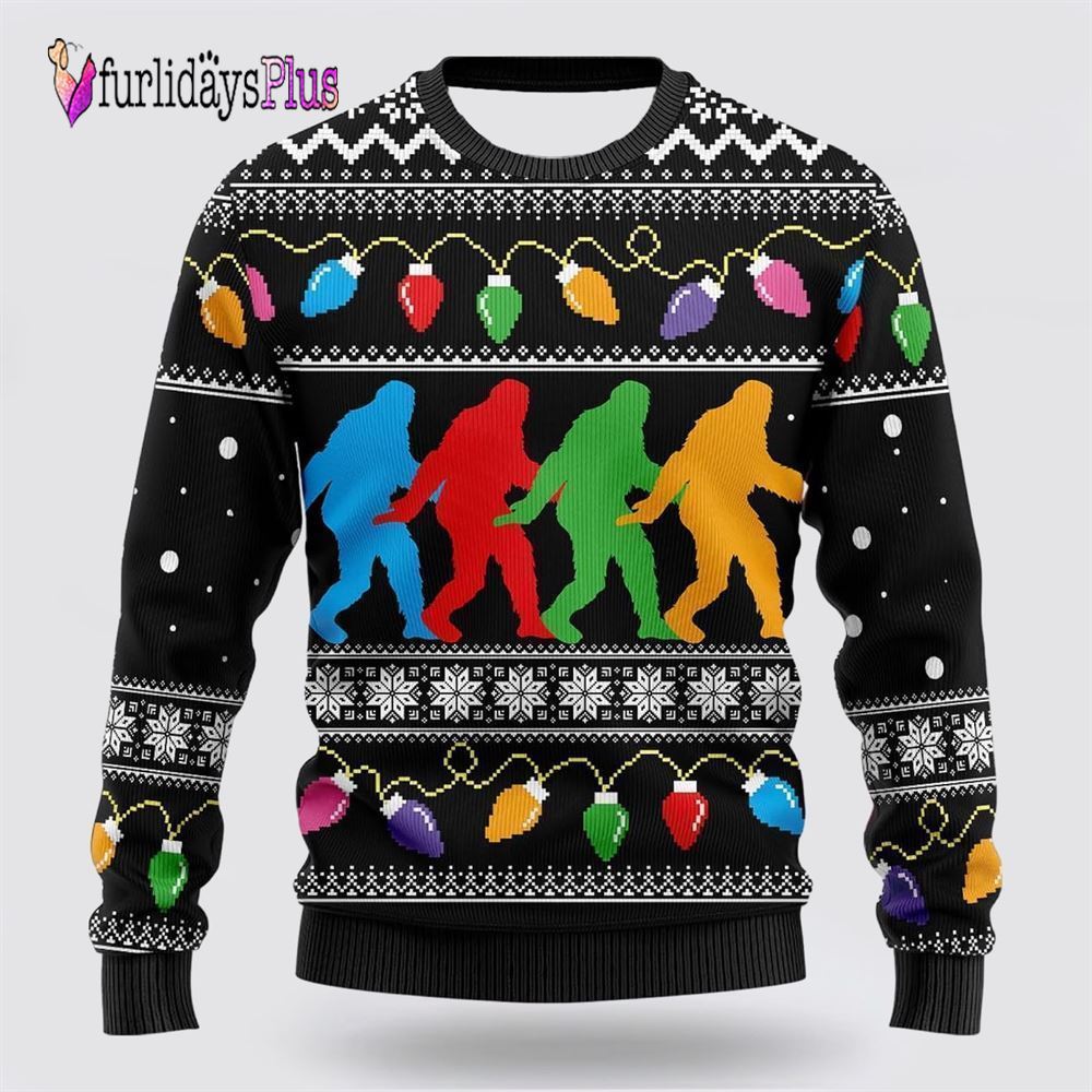 Bigfoot Color Party Ugly Christmas Sweater, Best Gift For Christmas