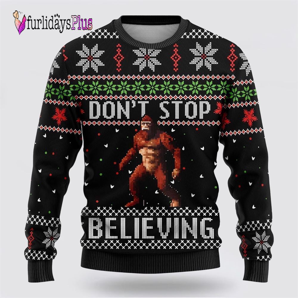 Bigfoot Don't Stop Ugly Christmas Sweater, Best Gift For Christmas