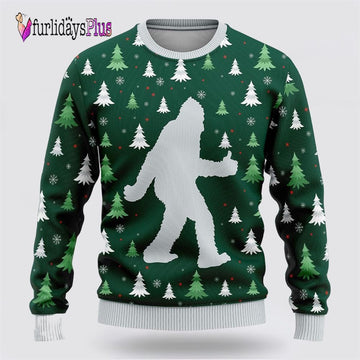Bigfoot Funny Green Pattern Ugly Christmas Sweater, Best Gift For Christmas