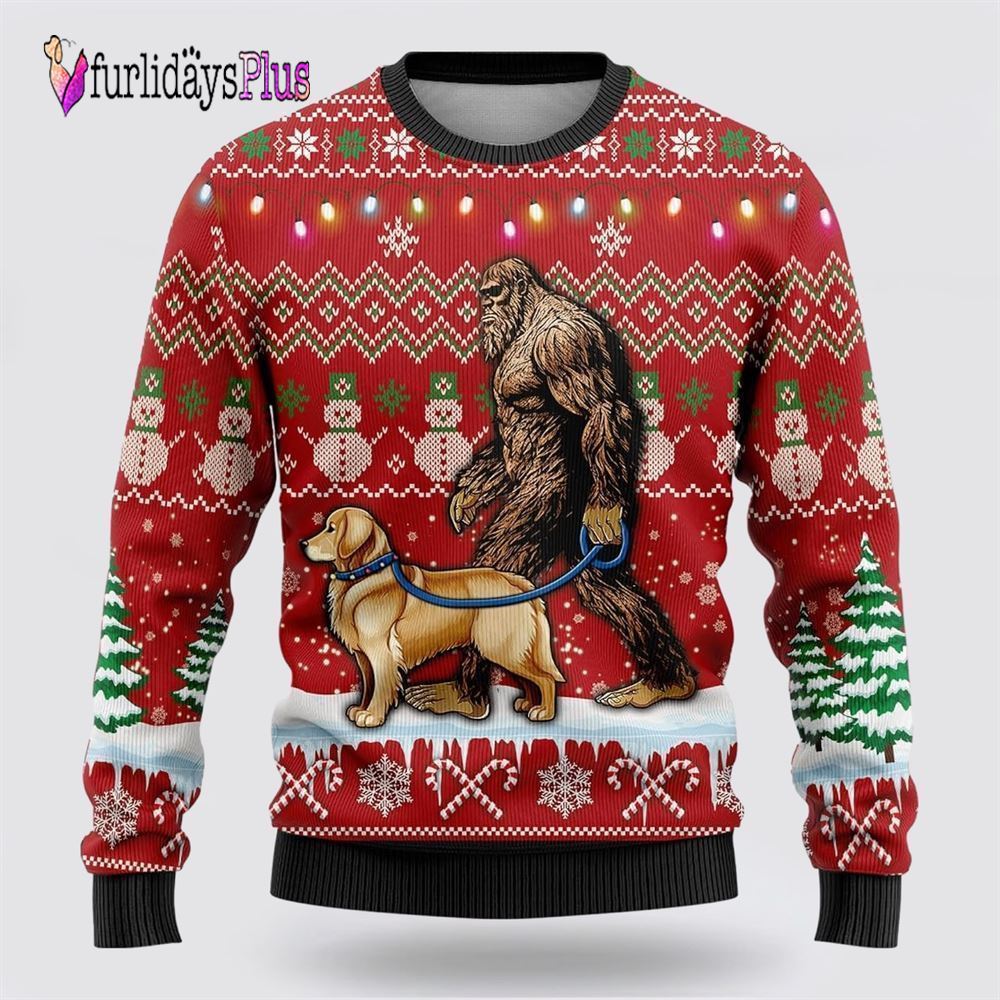 Bigfoot Goes To Spend Christmas With Boxes Ugly Christmas Sweater, Best Gift For Christmas