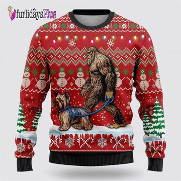 Bigfoot Goes To Spend Christmas With Dachshund Ugly Christmas Sweater, Best Gift For Christmas