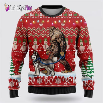 Bigfoot Goes To Spend Christmas With Doberman Ugly Christmas Sweater, Best Gift For Christmas