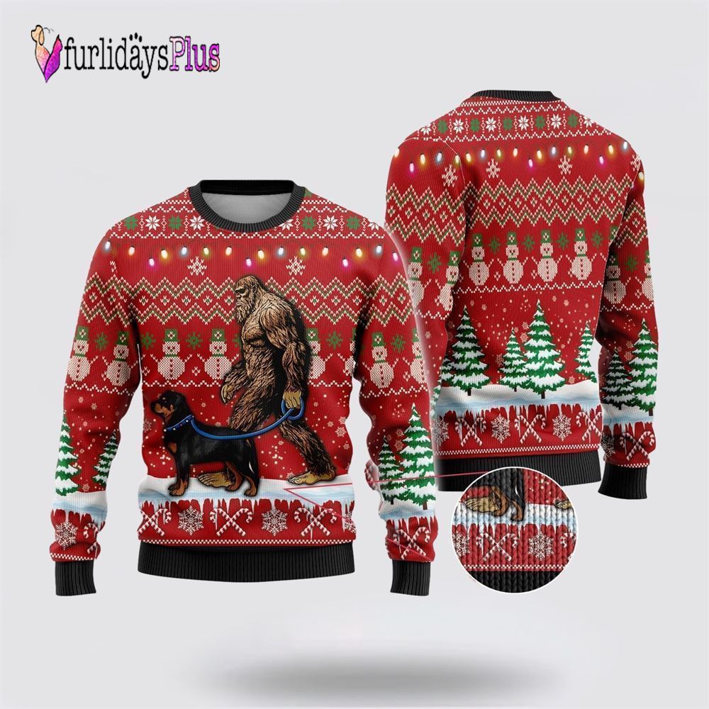 Bigfoot Goes To Spend Christmas With German Shepherd Ugly Christmas Sweater, Best Gift For Christmas