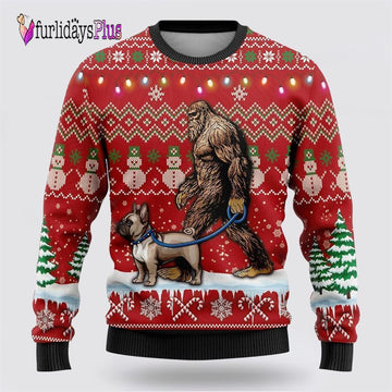 Bigfoot Goes To Spend Christmas With Golden Retriever Ugly Christmas Sweater, Best Gift For Christmas