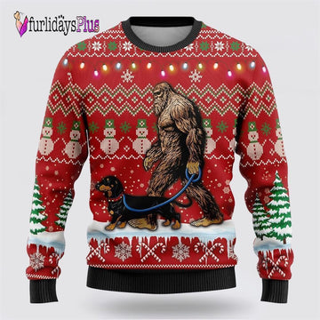 Bigfoot Goes To Spend Christmas With Husky Ugly Christmas Sweater, Best Gift For Christmas