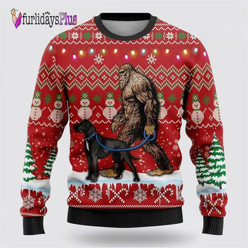 Bigfoot Goes To Spend Christmas With Yorkie Ugly Christmas Sweater, Best Gift For Christmas