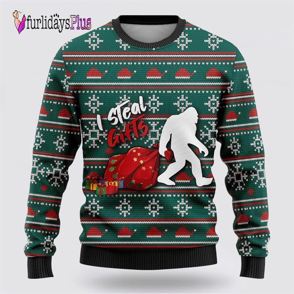 Bigfoot I Steal Gifls Ugly Christmas Sweater, Best Gift For Christmas