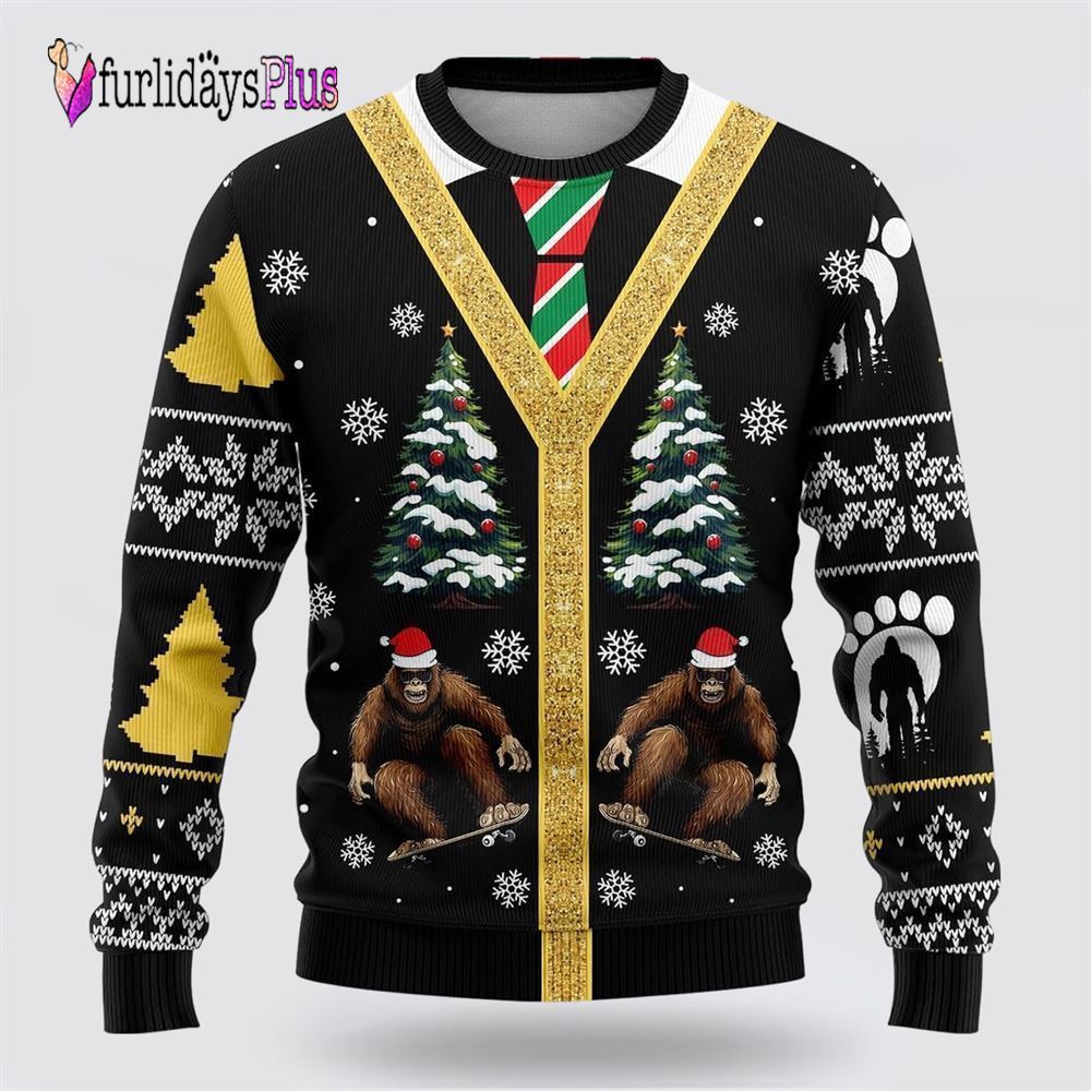 Bigfoot Master Surfer Ugly Christmas Sweater, Best Gift For Christmas