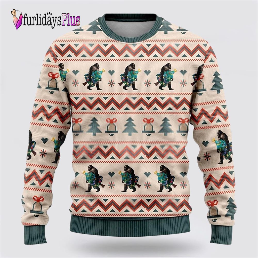 Bigfoot Ring Ring Christmas Ugly Christmas Sweater, Best Gift For Christmas