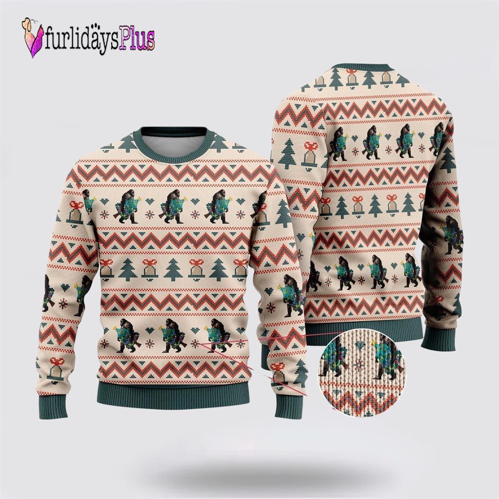 Bigfoot Ring Ring Christmas Ugly Christmas Sweater, Best Gift For Christmas