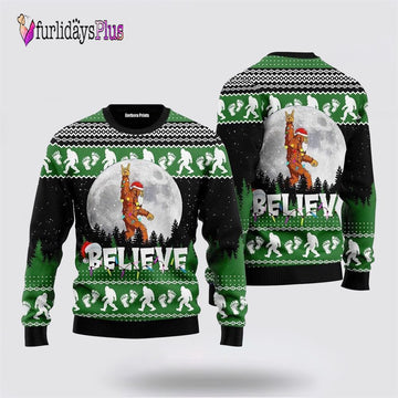 Bigfoot Santa Claus Christmas Moon Night Ugly Christmas Sweater, Best Gift For Christmas