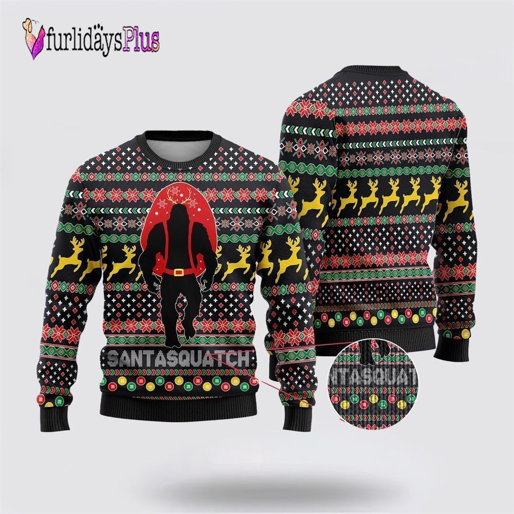 Bigfoot Santa Squatch Ugly Christmas Sweater, Best Gift For Christmas