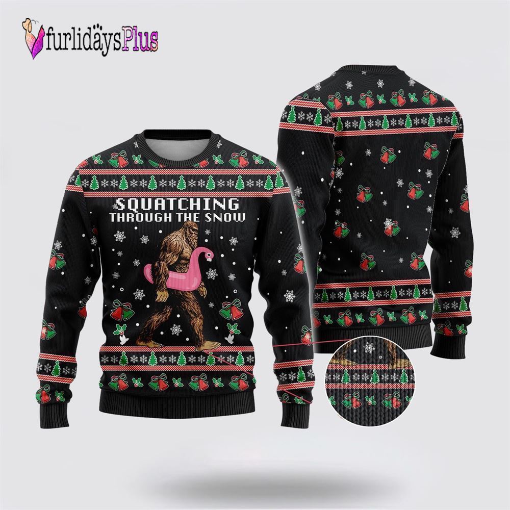 Bigfoot Snow Flamingo Ugly Chistmas Sweater, Best Gift For Christmas