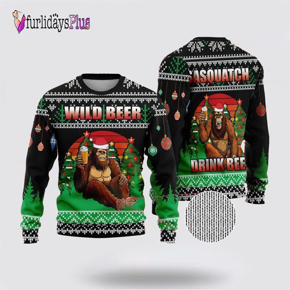 Bigfoot Wild Beer Ugly Christmas Sweater, Best Gift For Christmas