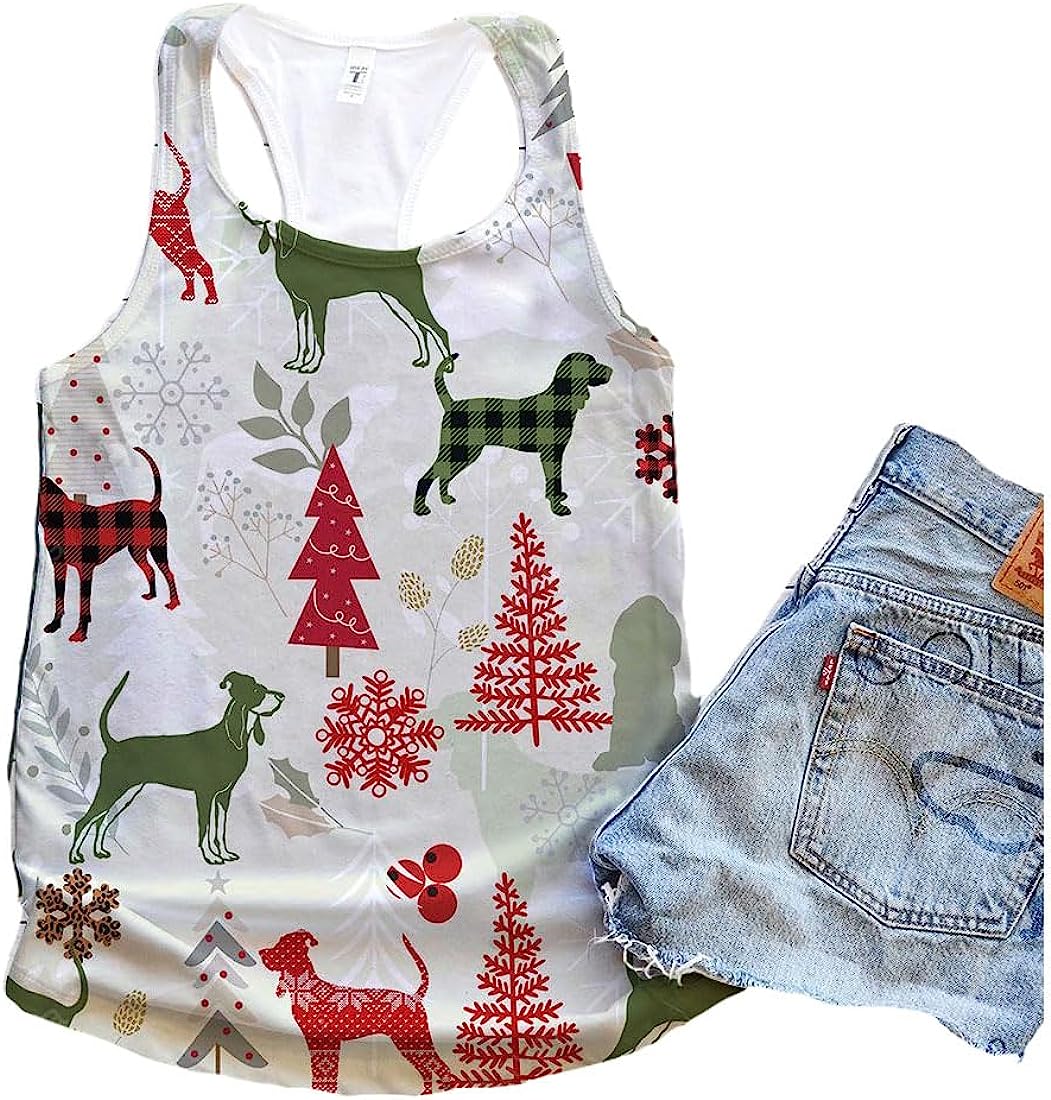 Black And Tan Coonhound Dog Tank Top Christmas Plaid Flannel Tank Top - Summer Casual Tank Tops For Women - Gift For Young Adults