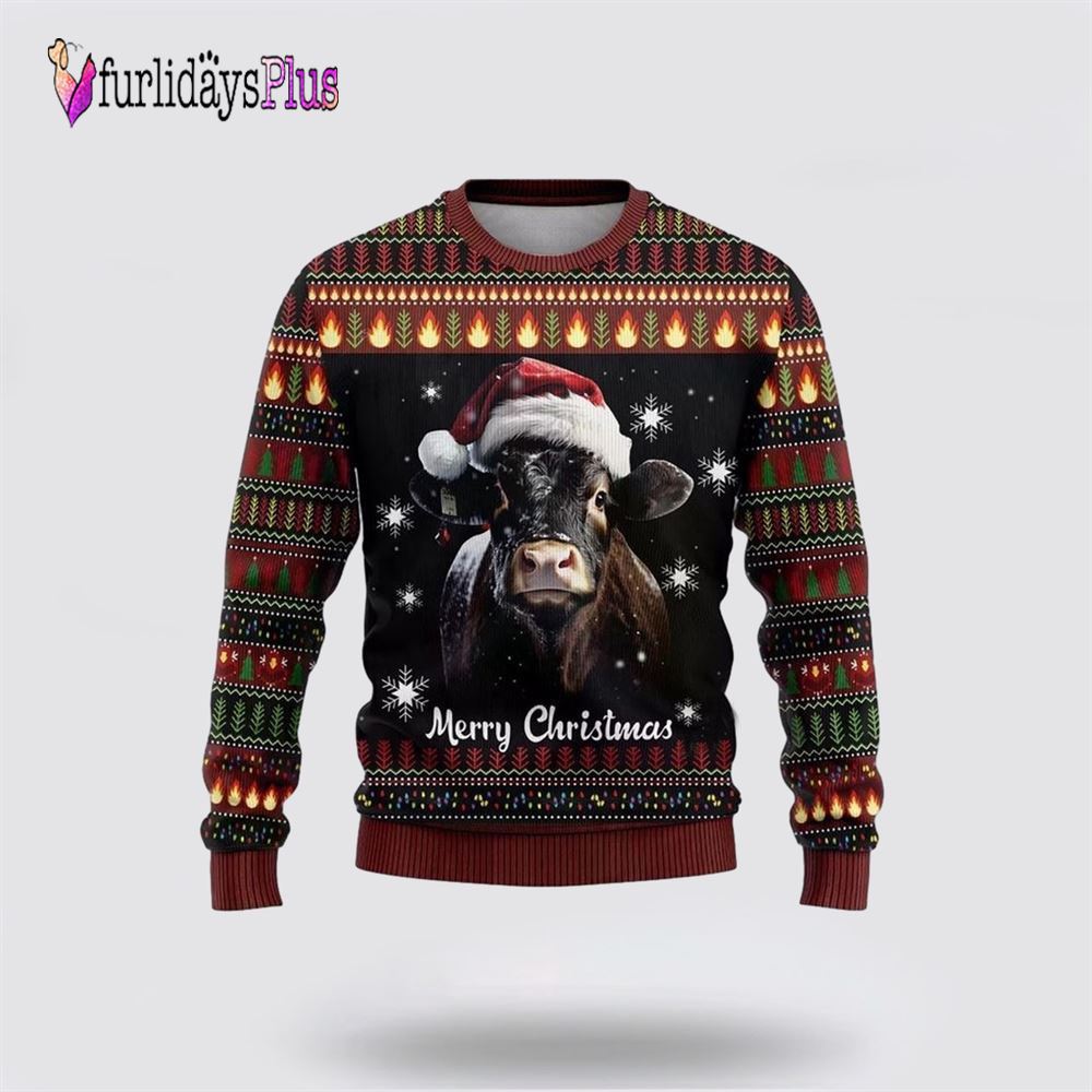 Black Angus Cow Ugly Christmas Sweaters For Men Women, Christmas Gift, Christmas Winter Fashion, Farmers Sweater