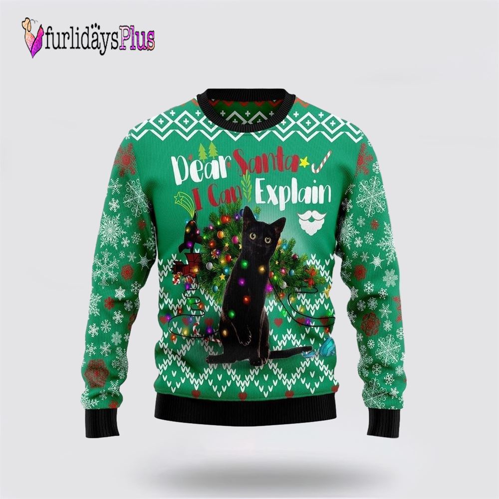 Black Cat I Can Explain Ugly Christmas Sweater, Cat Lover Christmas Sweater