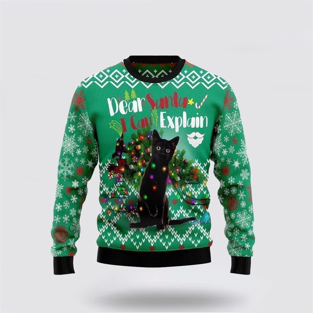 Black Cat I Can Explain Ugly Christmas Sweater, Christmas Sweater For Cat Lover