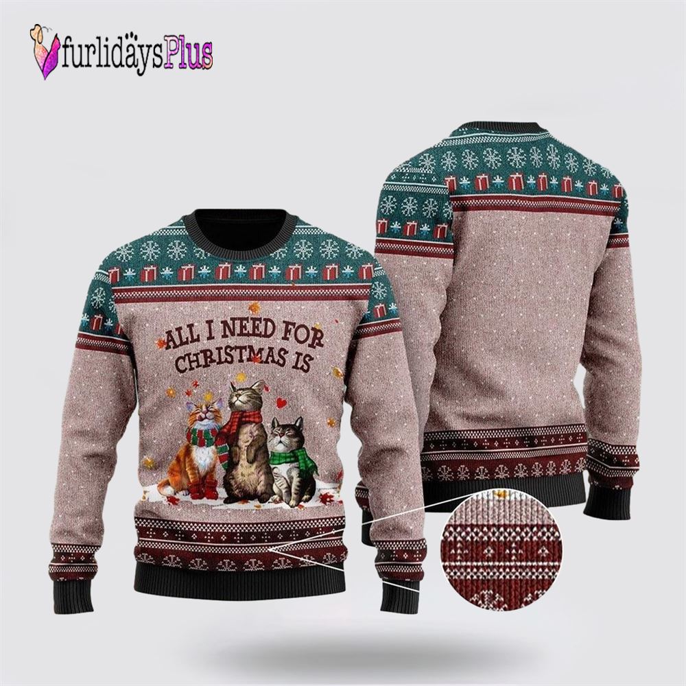 Black Cat Ugly Funny Family Ugly Christmas Sweater, Cat Lover Christmas Sweater