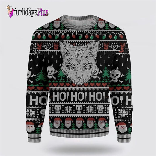 Black Cat Wicca Ugly Christmas Sweater, Cat Lover Christmas Sweater