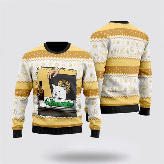 Black Velvet Whisky Cat Meme Christmas Ugly Christmas Sweater, Christmas Sweater For Cat Lover