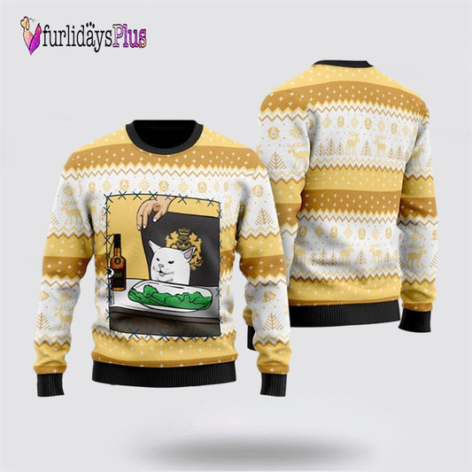 Black Velvet Whisky Cat Meme Christmas Ugly Sweater, Cat Lover Christmas Sweater