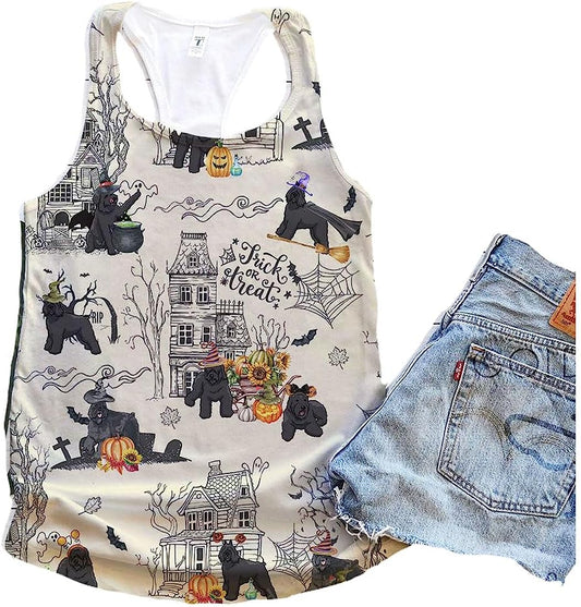 Bouvier Des Flandres Dog Halloween Town Tank Top - Summer Casual Tank Tops For Women - Gift For Young Adults