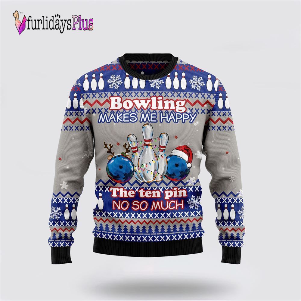 Bowling Merry Christmas Ugly Christmas Sweater, Gift For Bowling Enthusiasts