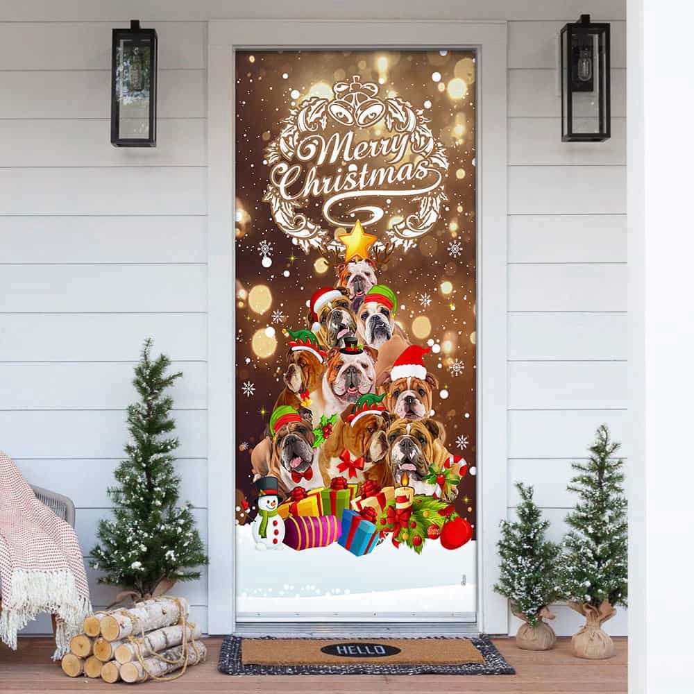 Boxer Dog Merry Christmas Door Cover Funny Dog Door Cover Christmas