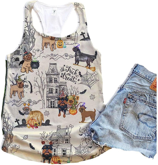 Brussels Griffon Dog Halloween Town Tank Top - Summer Casual Tank Tops For Women - Gift For Young Adults