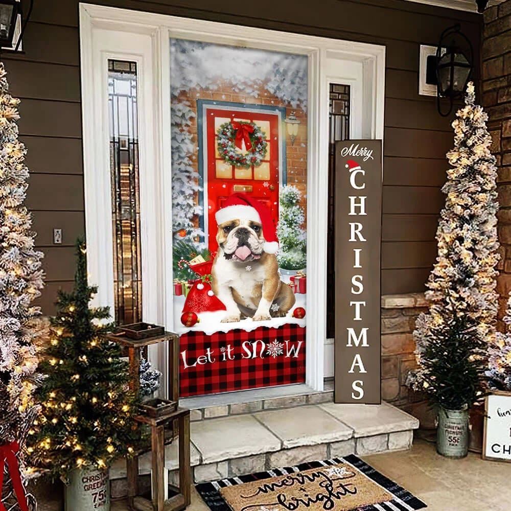 Bulldog Door Cover, Let It Snow Christmas Door Cover