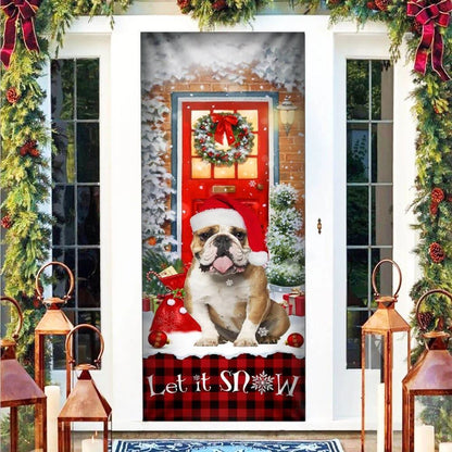 Bulldog Door Cover, Let It Snow Christmas Door Cover