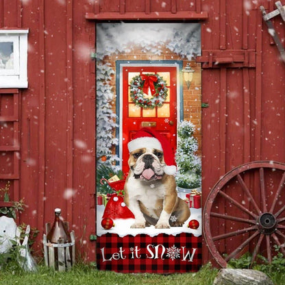 Bulldog Door Cover, Let It Snow Christmas Door Cover