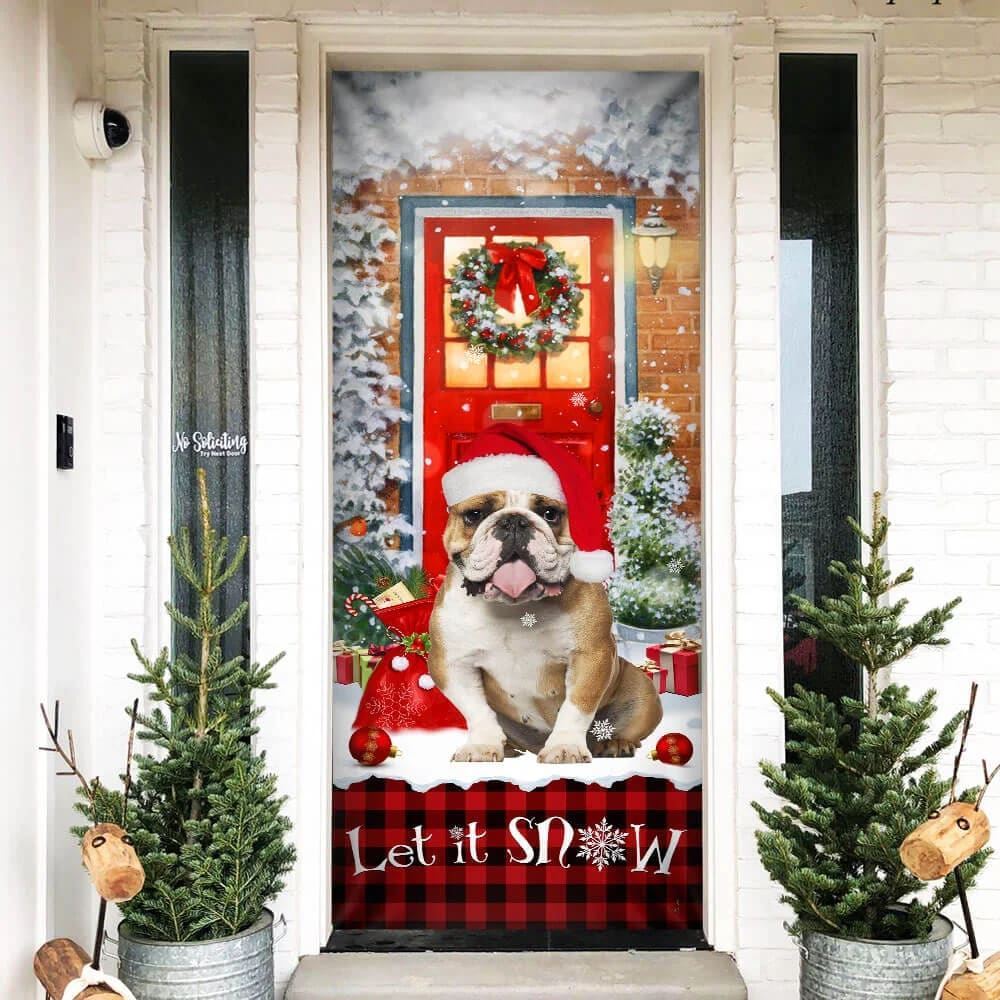 Bulldog Door Cover, Let It Snow Christmas Door Cover