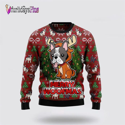 Bulldog Reindeer Ugly Christmas Sweater, Dog Lover Christmas Sweater