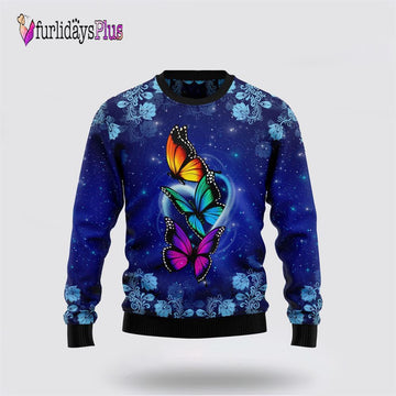 Butterfly Galaxy Ugly Christmas Sweater, Sweater Gifts For Pet Lover