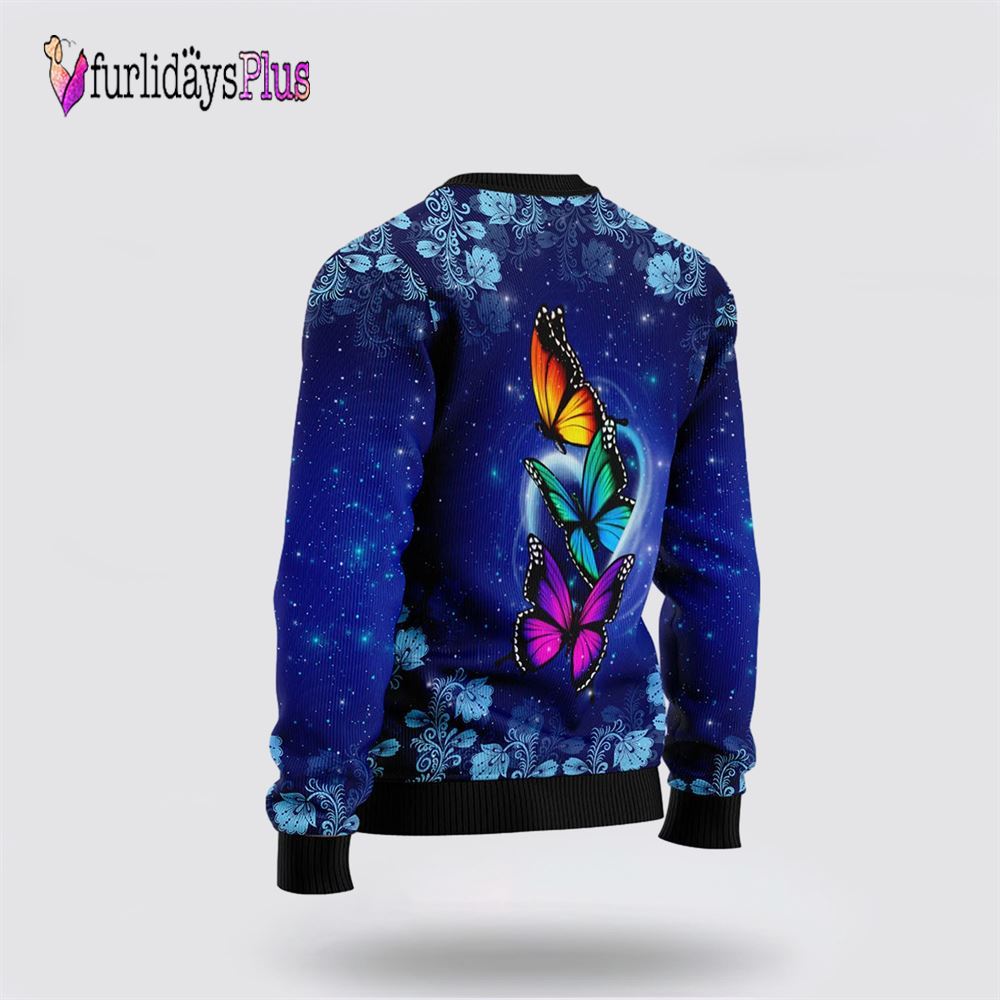 Butterfly Galaxy Ugly Christmas Sweater, Sweater Gifts For Pet Lover