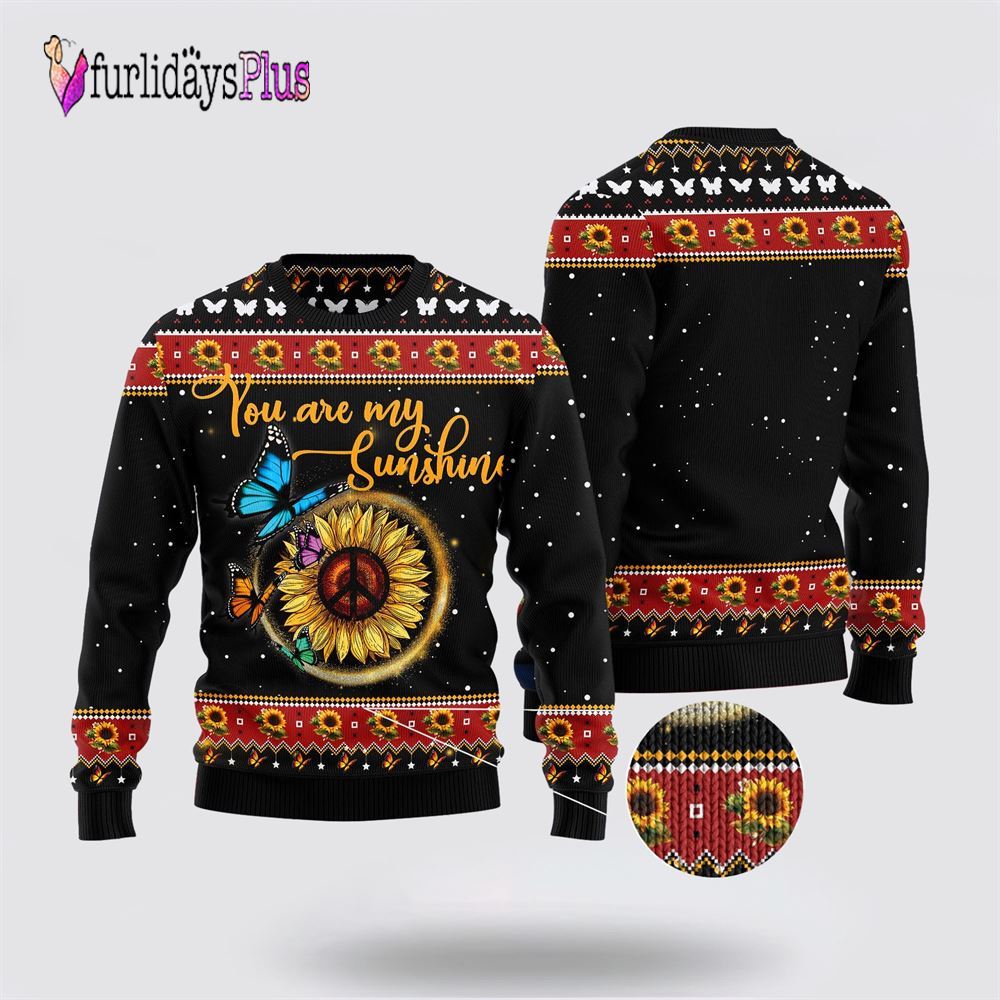Butterfly you are my Sunshine Ugly Christmas Sweater, Sweater Gifts For Pet Lover