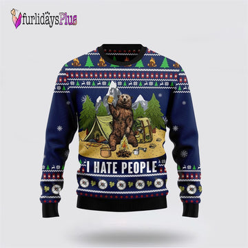 Camping I Hate People Ugly Christmas Sweater, Sweater Gifts For Pet Lover