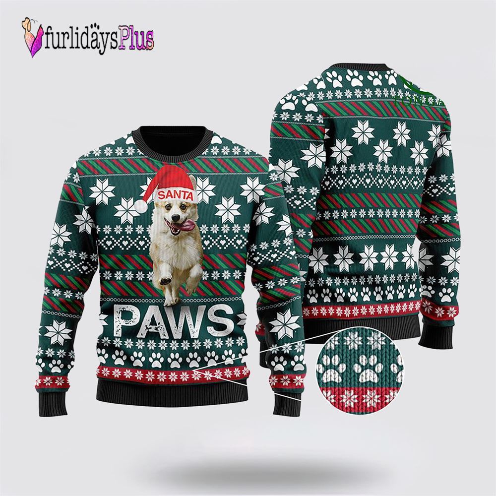 Cardigan Welsh Corgi Santa Printed Christmas Ugly Sweater, Dog Lover Christmas Sweater