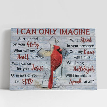 Cardinal, Cross Symbol, Winter Forest, I Can Only Imagine Canvas Poster