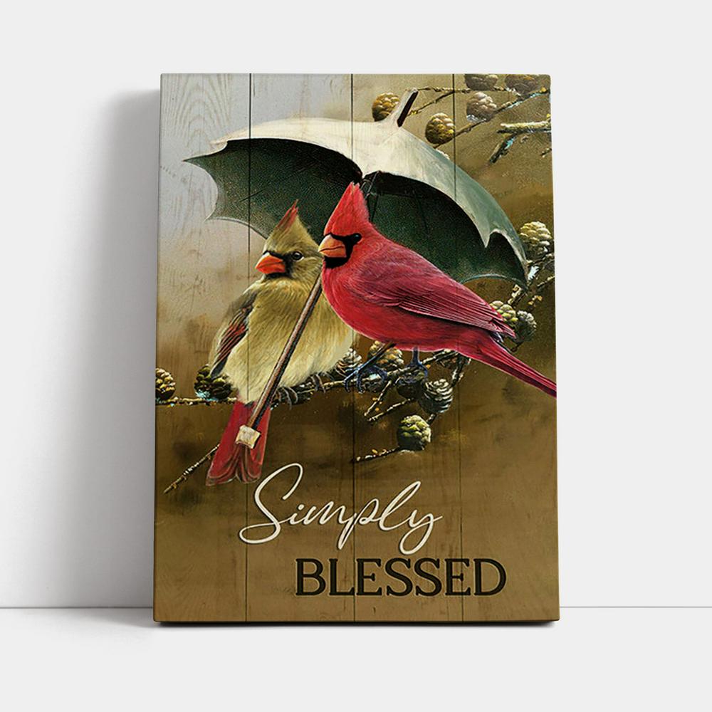Cardinal Simply Blessed Canvas Art - Bible Verse Wall Art - Christian Inspirational Wall Decor