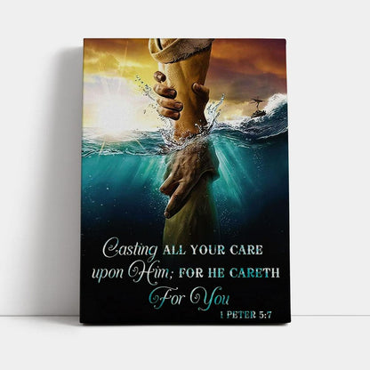 Casting All Your Care Upon Him 1 Peter 57 Kjv Bible Verse Wall Decor Art - Bible Verse Wall Decor - Jesus Wall Art Home Decor