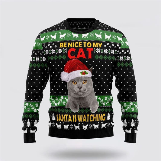 Cat Be Nice Ugly Christmas Sweater, Christmas Sweater For Cat Lover