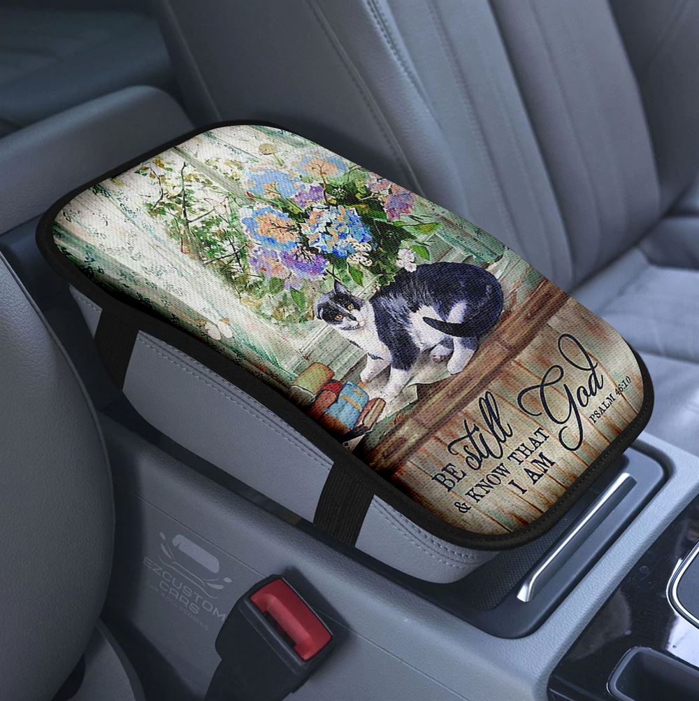 Cat Butterflies Today I Choose Joy Car Center Console Cover, Christian Armrest Pad Cover, Gift For Cat Lover